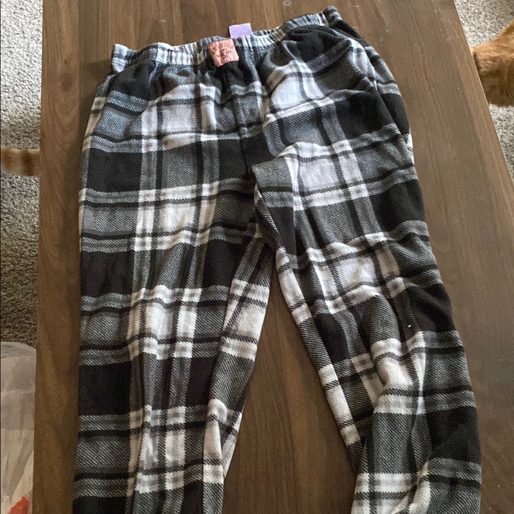 Justice Black and White Plaid Pajama Bottoms